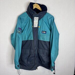 Gill Latitude 42 Sailing Jacket Teal Navy Waterproof Men’s Medium Hooded Vintage